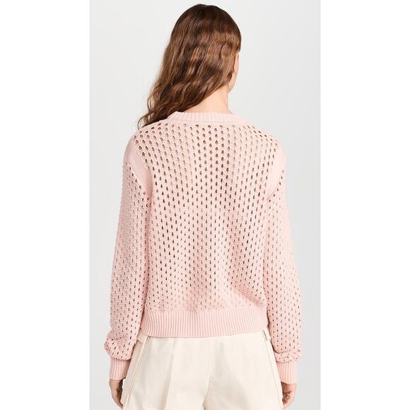 Varley Anthropologie Hains Open  Knit Sweater, Rose Pink, Sz M NEW, Retail $103+ - Picture 4 of 12